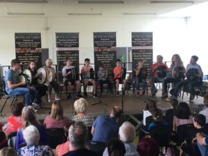 Bodhran Class performing at Ceol na Coille farewell concert